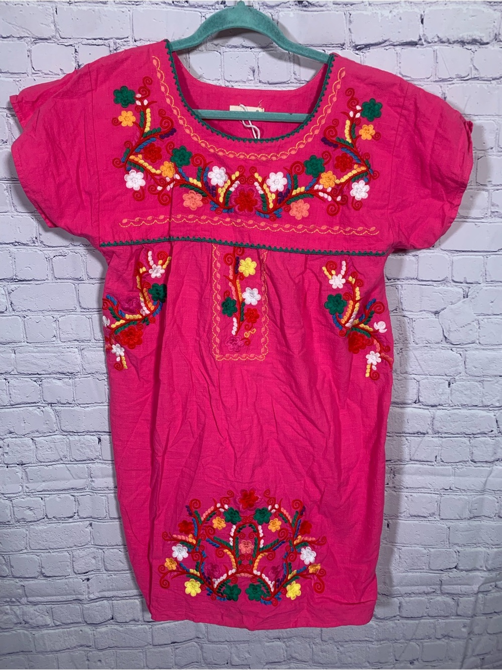 YZXDORWJ Womens embroidered Short Sleeve Mini Dress Pink Size M Festival Boho